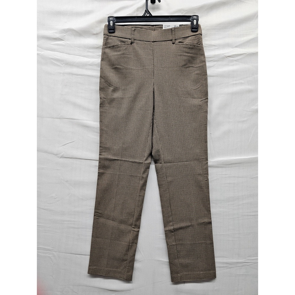 Rafaella Womens Houndstooth Pants Khaki Viscose Blend Casual Size 6